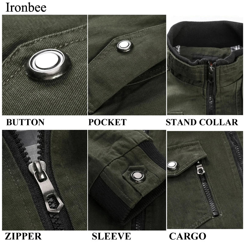 Men's Jacket Military Tactical Man Jackets Coat Zipper Cargo Jackets Stand Collar Outwear Cotton Windbreaker Tops 2022 New Brand